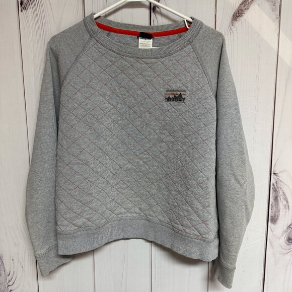 Patagonia Reclaimed Cotton Crew Women’s Medium Gray Quilted GUC - Picture 2 of 13